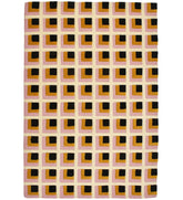 Pink, mustard, and black geometric hand-tufted wool rug